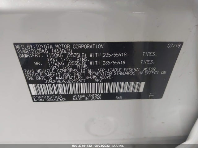Toyota Rav4 Limited/platinum 2018 JTMDFREV6JD252807 Image 9