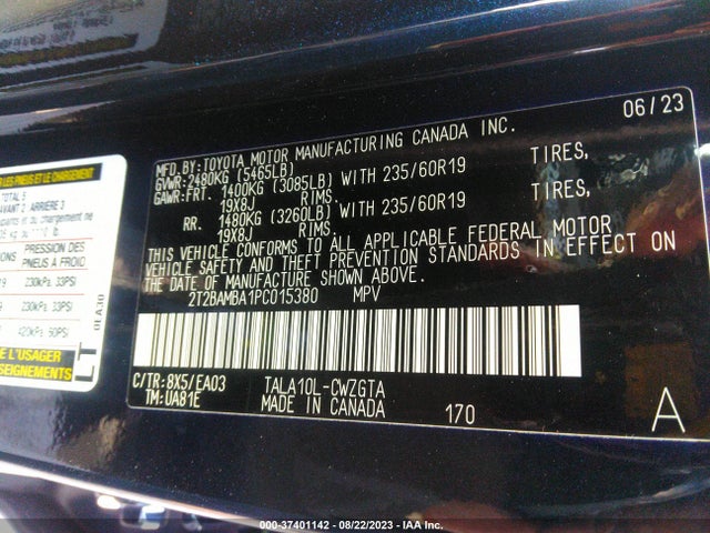 2T2BAMBA1PC015380 Lexus Rx Rx 350