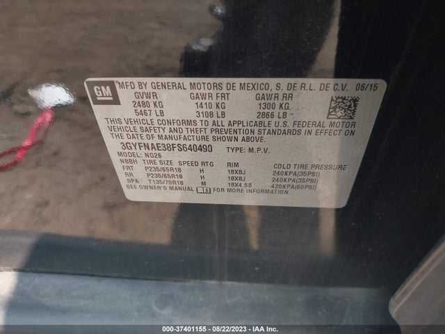 Cadillac Srx Base 2015 3GYFNAE38FS640490 Image 9