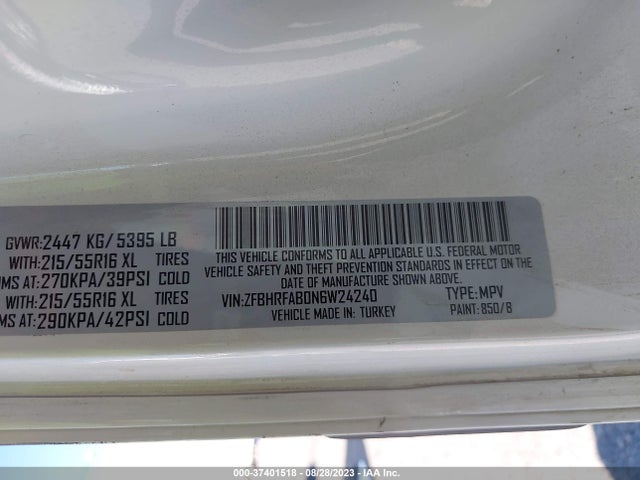 ZFBHRFAB0N6W24240 RAM Promaster City Tradesman