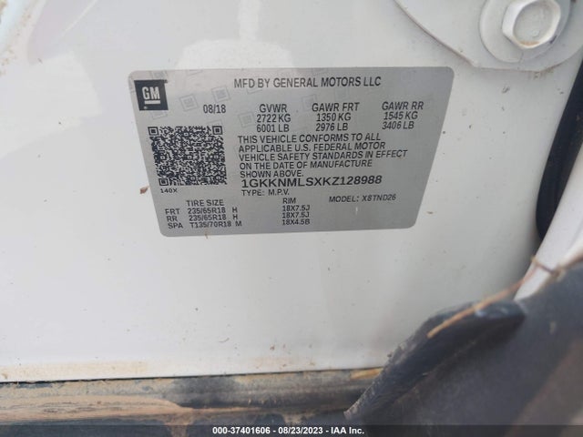 GMC ACADIA SLT 2019 1GKKNMLSXKZ128988 Image 9
