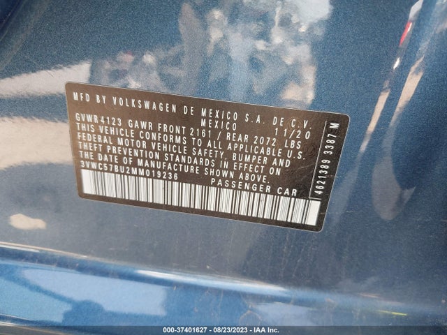 3VWC57BU2MM019236 Volkswagen Jetta S/se/r-line