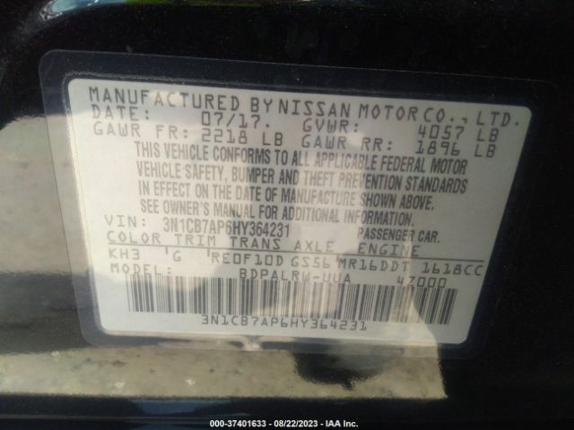 3N1CB7AP6HY364231 Nissan Sentra Sr Turbo