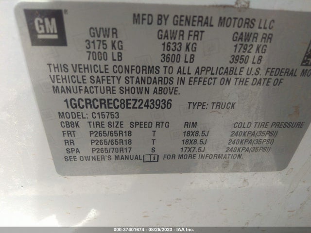 Chevrolet Silverado 1500 Lt 2014 1GCRCREC8EZ243936 Image 15