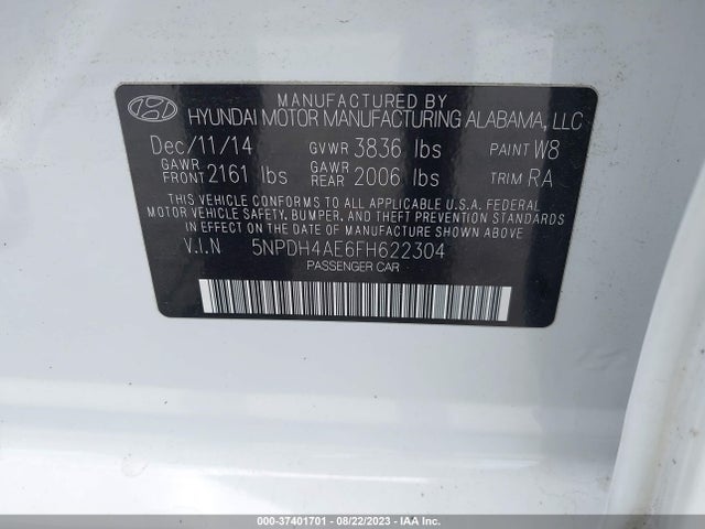 Hyundai ELANTRA SE 2015 5NPDH4AE6FH622304 Image 15