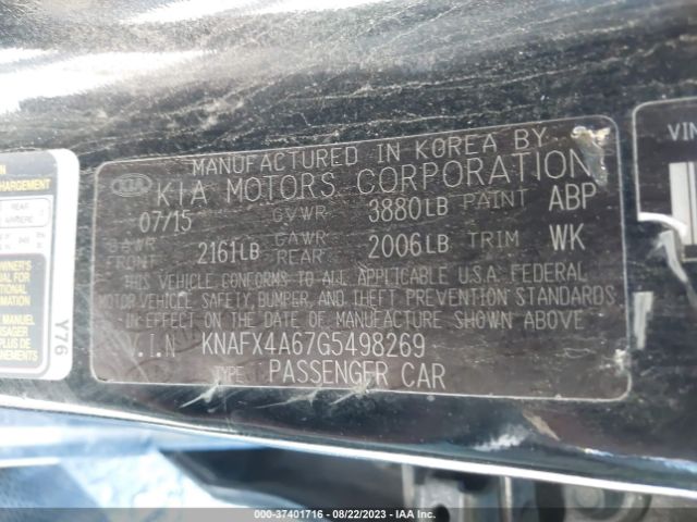 KNAFX4A67G5498269 KIA FORTE LX