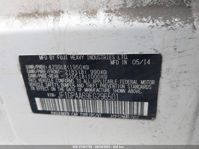 2014 SUBARU IMPREZA 2.0I VIN: JF1GPAA69EG296501