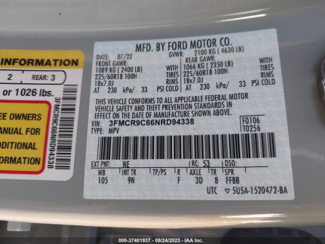 3FMCR9C66NRD94338 Ford Bronco Sport Outer Banks