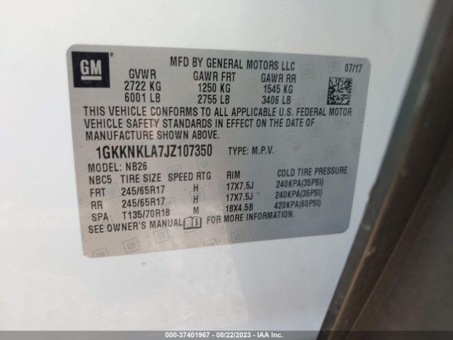 1GKKNKLA7JZ107350 GMC ACADIA SLE