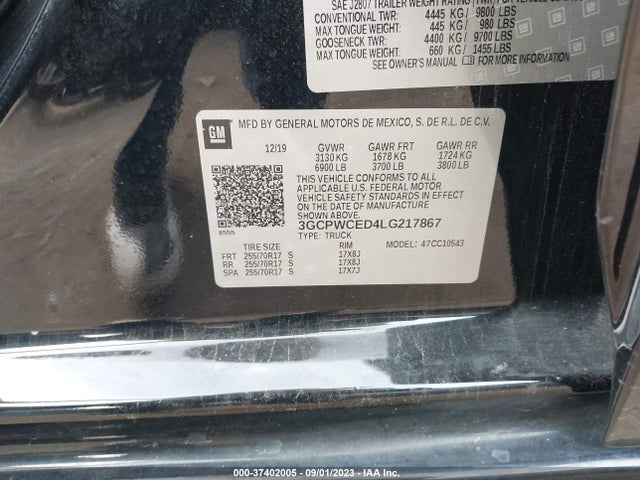 Chevrolet Silverado 1500 Lt 2020 3GCPWCED4LG217867 Image 9