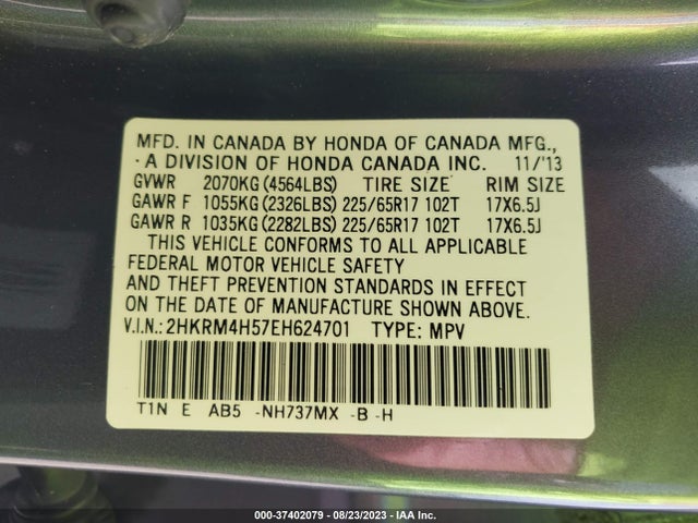 Honda CR-V EX 2014 2HKRM4H57EH624701 Image 9