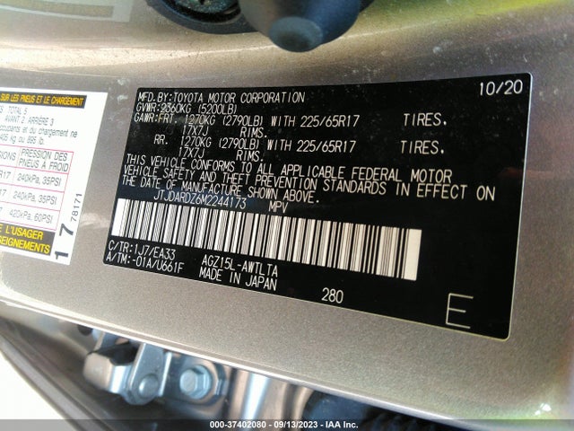 2021 Lexus NX, VIN: JTJDARDZ6M2244173