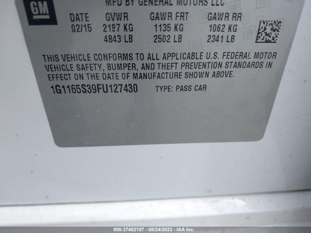 Chevrolet IMPALA LTZ 2015 1G1165S39FU127430 Image 9
