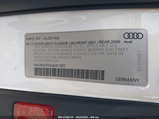 WAUB4CF55JA041363 Audi S5 Sportback Premium Plus