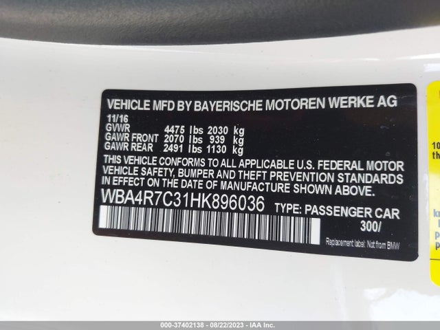 WBA4R7C31HK896036 BMW 4 Series 430i
