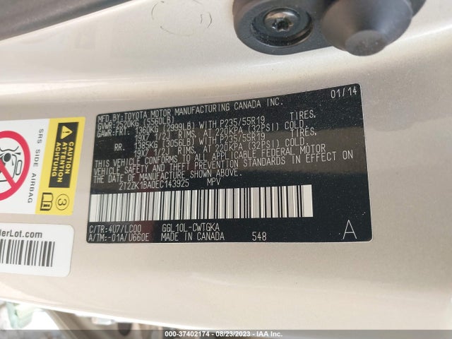 2T2ZK1BA0EC143925 Lexus RX 350