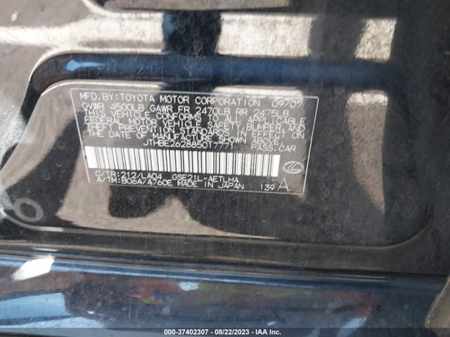 2008 LEXUS IS 350 VIN: JTHBE262885017771