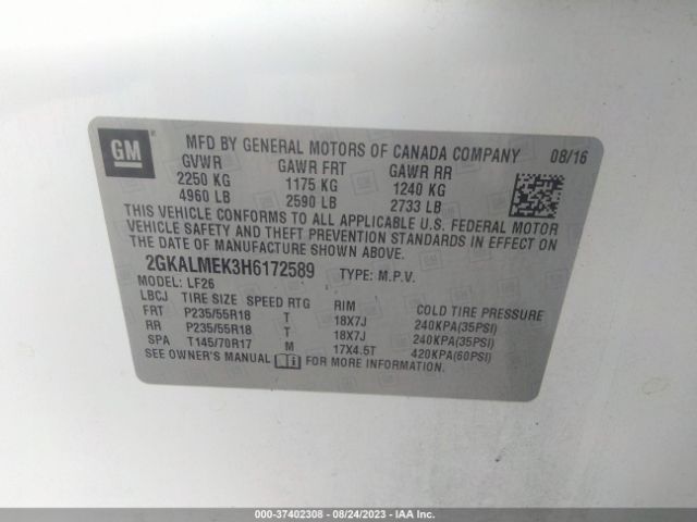 2GKALMEK3H6172589 GMC Terrain Sle