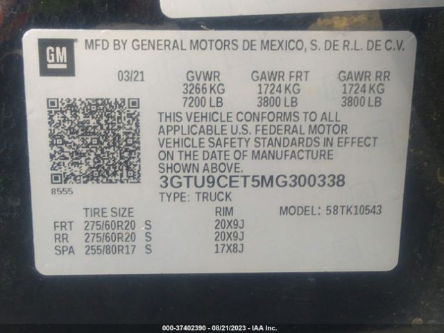 3GTU9CET5MG300338 GMC Sierra 1500 Elevation