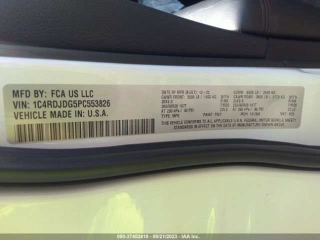 1C4RDJDG5PC553826 Dodge Durango Gt Launch Edition
