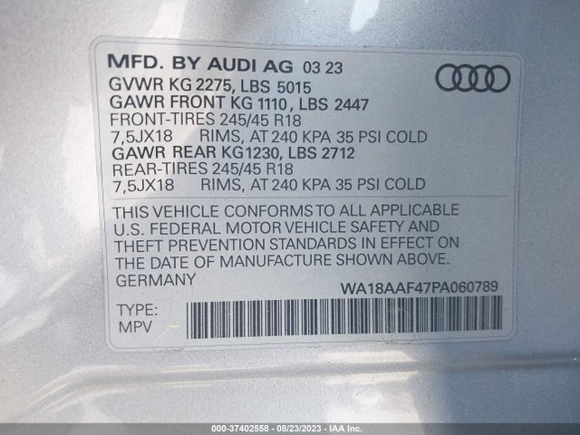 WA18AAF47PA060789 Audi A4 Allroad Premium Plus