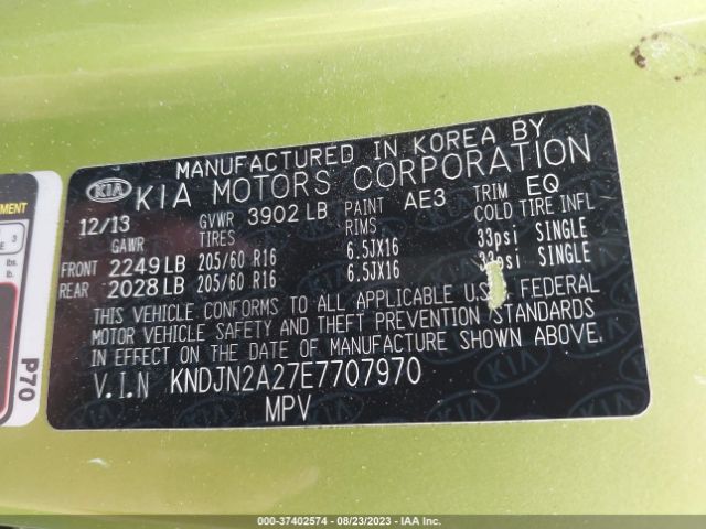 KNDJN2A27E7707970 KIA Soul Base