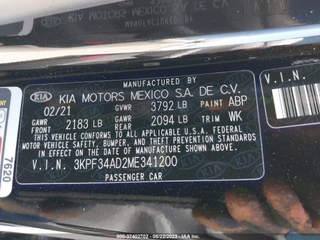 3KPF34AD2ME341200 KIA Forte Gt-line