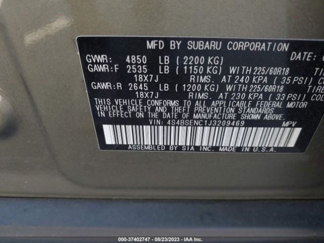 4S4BSENC1J3209469 Subaru Outback Limited