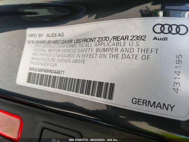WAULNAF46HN044871 Audi A4 Premium Plus