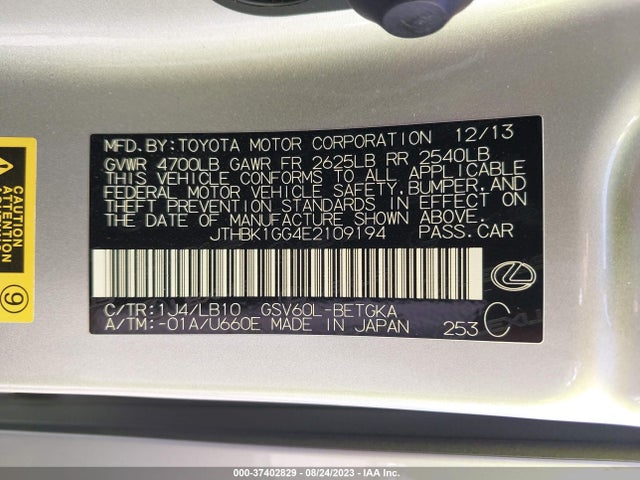 JTHBK1GG4E2109194 Lexus ES 350