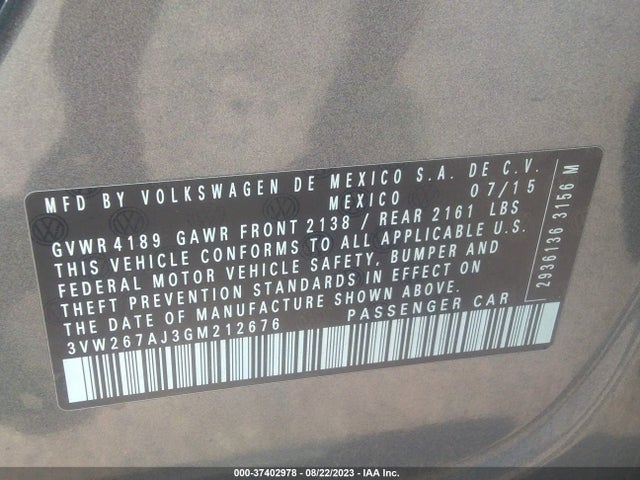 3VW267AJ3GM212676 Volkswagen Jetta Sedan 1.4t S