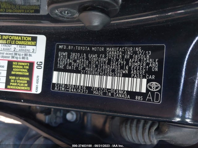 Toyota COROLLA LE 2014 2T1BURHE4EC085388 Image 9