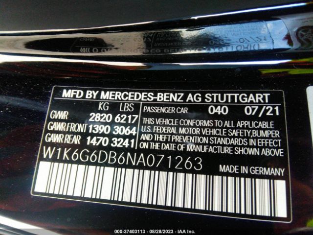 W1K6G6DB6NA071263 Mercedes-Benz S 500 4matic
