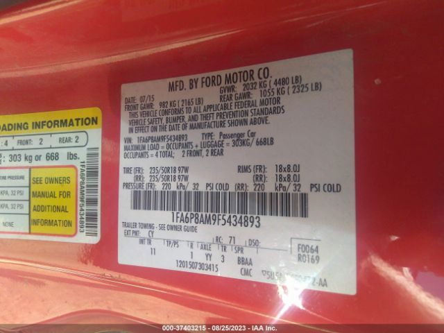 1FA6P8AM9F5434893 Ford Mustang V6