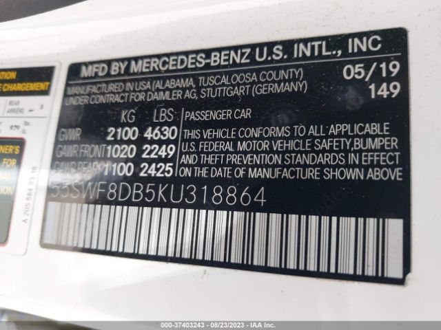 2019 MERCEDES-BENZ C-CLASS 55SWF8DB5KU318864 Photo 8