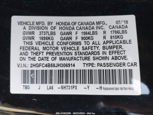 Honda Civic Coupe Lx 2018 2HGFC4B58JH306914 Image 9