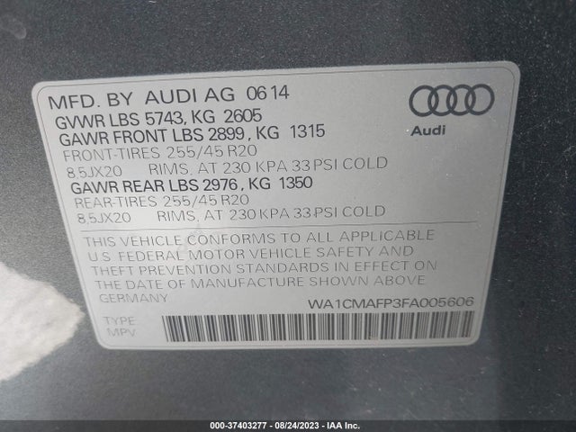 WA1CMAFP3FA005606 Audi Q5 Premium Plus
