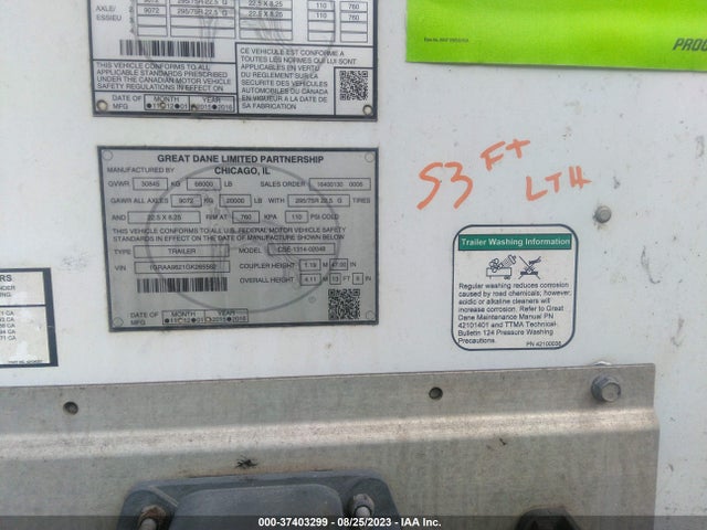 Продажа на аукционе авто 2016 Great Dane Trailers Great Dane Trailers, vin: 1GRAA9621GK265562, номер лота: 37403299