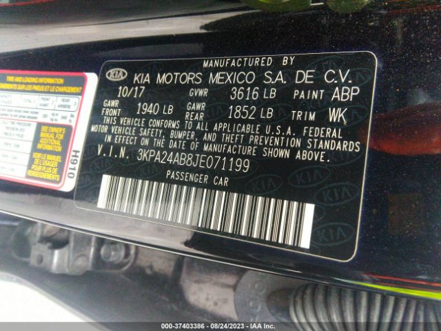 3KPA24AB8JE071199 KIA RIO S