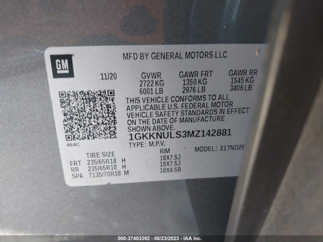 GMC Acadia Awd Slt 2021 1GKKNULS3MZ142881 Image 9