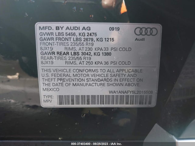 WA1ANAFY5L2015508 Audi Q5 Premium/titanium Premium