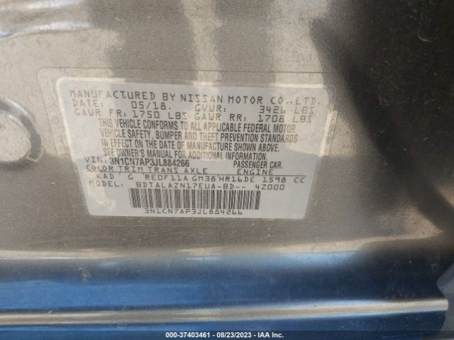 3N1CN7AP3JL884266 Nissan Versa Sedan S Plus