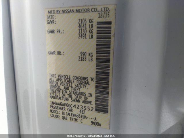 1N4AA6AP6GC423552 Nissan Maxima 3.5 Sl
