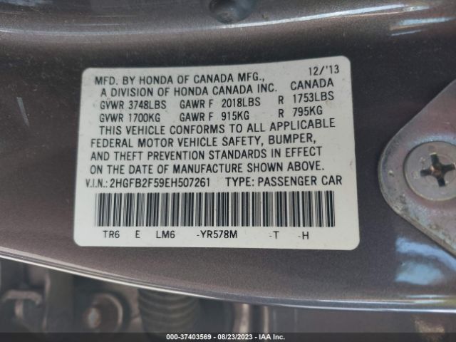 2HGFB2F59EH507261 Honda Civic Sedan Lx