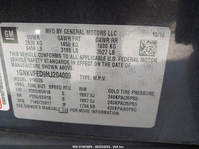 Chevrolet Traverse Ls 2017 1GNKVFED9HJ204009 Image 9