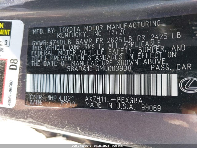 58ADA1C13MU003938 Lexus Es Es 300h