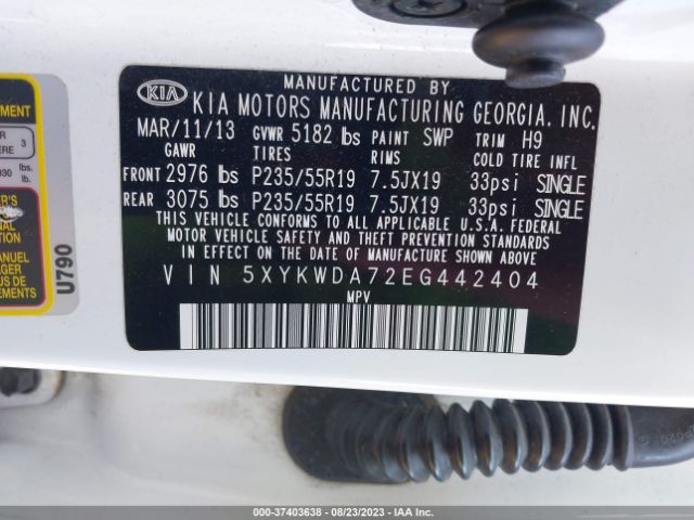 5XYKWDA72EG442404 KIA SORENTO SX