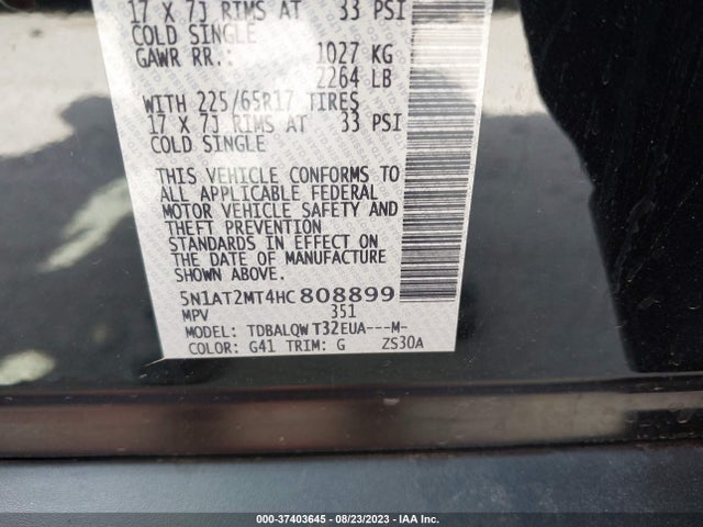 Nissan ROGUE SV 2017 5N1AT2MT4HC808899 Image 9