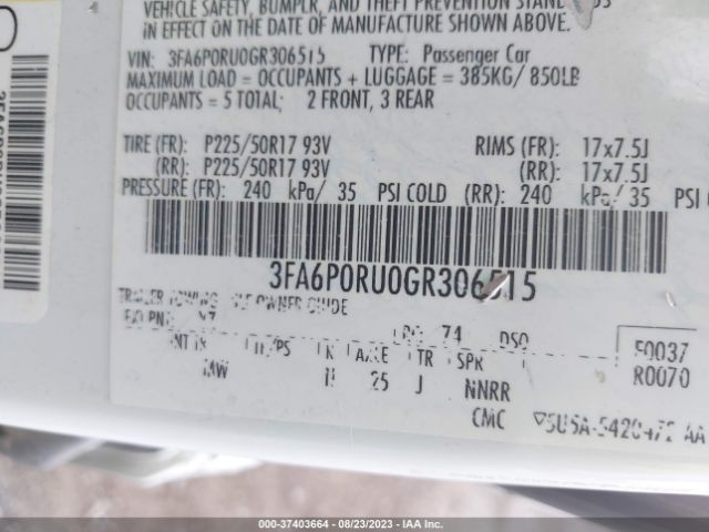 3FA6P0RU0GR306515 Ford Fusion Titanium Hybrid