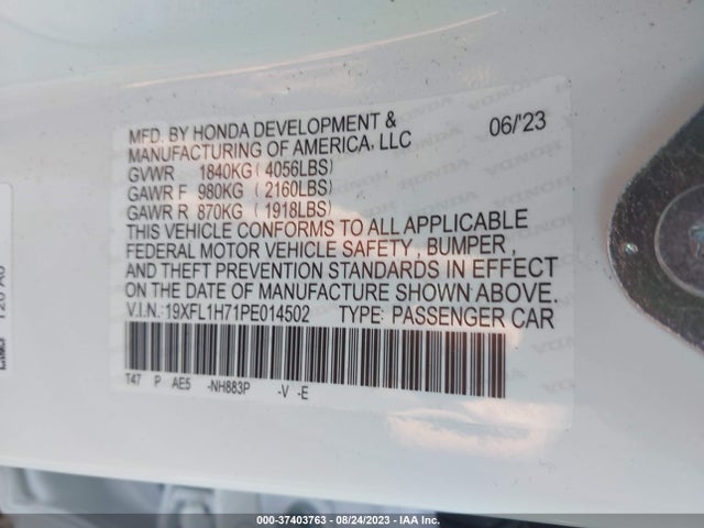 Honda Civic Hatchback Ex-l 2023 19XFL1H71PE014502 Image 9